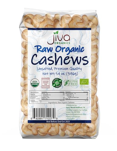 Jiva Organics Raw Organic Cashews (ganz), 400 ml Beutel von Jiva Organics