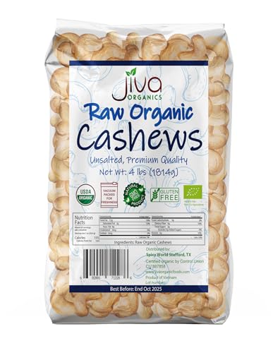 Jiva Organics Raw Organic Cashews (ganz) 1,8 kg Beutel von Jiva Organics