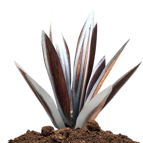 Joberio Rustikale Tequila-Agave-Skulptur, Rustikale Tequila-Skulptur Aus Metall-Agavenpflanze, 21 Zoll Handbemalte Agaven-Gartenskulpturen Und -Statuen Für Gartenpfähle Im Freien von Joberio