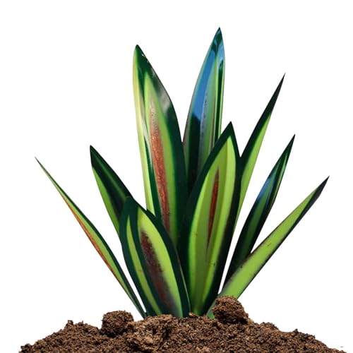 Joberio Rustikale Tequila-Agave-Skulptur, Rustikale Tequila-Skulptur Aus Metall-Agavenpflanze, 21 Zoll Handbemalte Agaven-Gartenskulpturen Und -Statuen Für Gartenpfähle Im Freien von Joberio