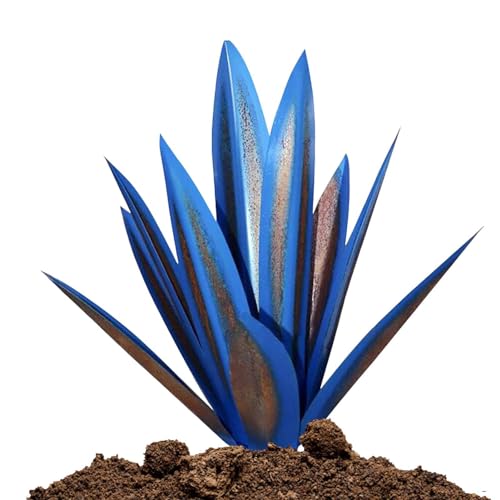 Joberio Rustikale Tequila-Agave-Skulptur, Rustikale Tequila-Skulptur Aus Metall-Agavenpflanze, 21 Zoll Handbemalte Agaven-Gartenskulpturen Und -Statuen Für Gartenpfähle Im Freien von Joberio