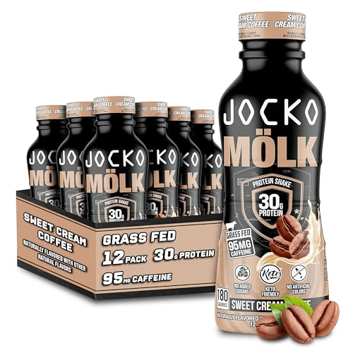 Jocko Mölk Protein Shakes – Naturally Flavored Protein Drinks, KETO Friendly, No Added Sugar, 30g Grass Fed Protein - Ready to Drink, 12 FL Oz, 12pk, Liquid (Sweet Cream Coffee) von Jocko Fuel