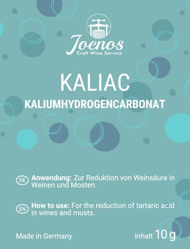 Kaliac Kaliumhydrogencarbonat, Weinsäure-Reduktion für Most und Wein, 10g, Exclusiv Handel - Made in Germany von Joenos