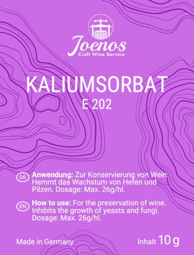 Kaliumsorbat E202, Weinkonservierung, 10g, Schutz vor Hefevermehrung, Exclusiv Handel, Made in Germany von Joenos