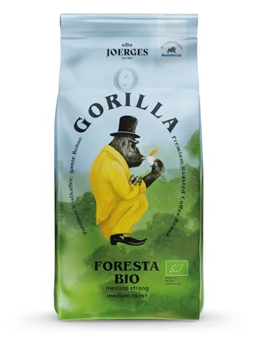 Joerges Gorilla Foresta Kaffee 1x 1000g geröstete ganze Bohnen | Qualitäts-Kaffee Arabica Blend Ganze Bohne | Siebträger Vollautomat | Espresso-Kaffee von GORILLA