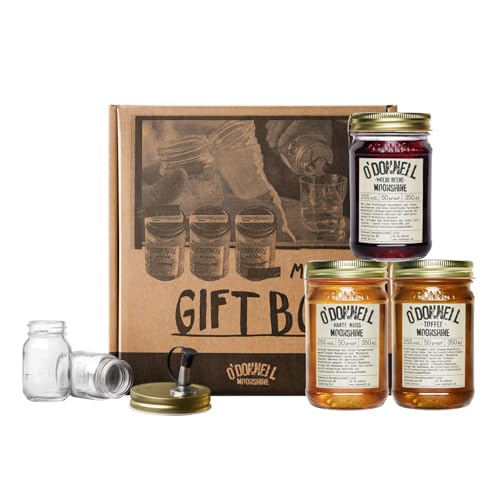 O´Donnell Moonshine Geschenkbox mit Wilde Beere, Toffee und Harte Nuss 25% vol, 3 x 350ml von Johirim J