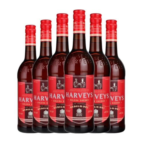 Harvey's Medium Dry Palomino Fino Halbtrocken Halbsüß Jerez-Xérès-Sherry Medium Flasche 50 cl Verstärkter Wein (Karton mit 6 Medium Flasche von 50 cl) von John Harvey & Sons