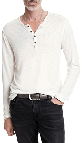 John Varvatos Herren Danville Henley, Salz, Salz, Large von John Varvatos