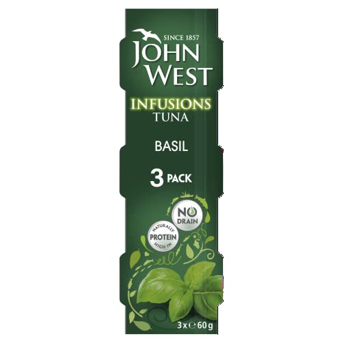 John West Infusions Thunfisch Basilikum 3 x 60 g Einzelportion Multipack, natürliches Protein von John West