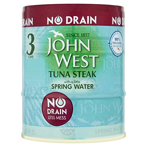 John West No Drain Thunfisch-Steak mit Quellwasser, 3 x 110 g von John West