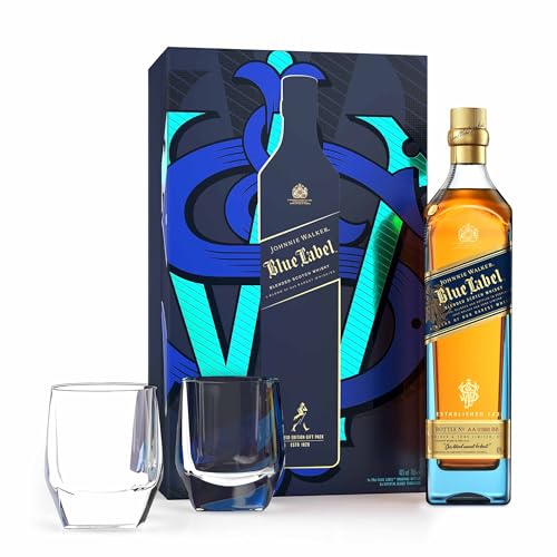 Johnnie Walker Blue Label | Blended Scotch Whisky | In Edler Box Mit Zwei Gratis Gläsern | Handverlesen Aus Schottland | 40% Vol | 700ml Einzelflasche | von Johnnie Walker Blue Label