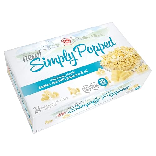 JOLLY TIME Simply Popped | Natural Microwave Popcorn with Ghee Clarified Butter| Sea Salt| Palm Oil and Non-GMO Pop Corn Kernels (Bulk 24-Count Box) von Jolly Time