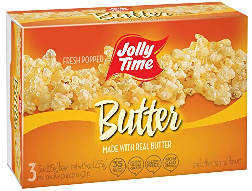 Jolly Time Microwave Popcorn Butter | Mikrowellen Popcorn mit Butter-Geschmack | USA Klassiker Popcorn für die Mikrowelle | Mikrowellenpopcorn Butter Taste , 3er Pack (3 x 300 g) von Jolly Time