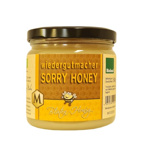 Blütenhonig Bio Honig "Wiedergutmacher SORRY HONEY" 500 g Glas aus eigener Imkerei, Geschenk von Josef Muhr