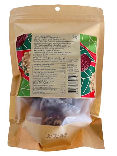 JOY CHEF Jujube-Walnuss Snack, Jujube Walnut Snack, vegan, gutenfrei, natürlich aus Xinjiang, 2er Pack, 260g von Joy Chef