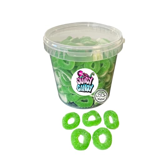 Halal Süßigkeiten Box 1 kg Fruchtgummi Apfelringe | Halal Fruchtgummis | Halal Süßigkeiten | Halal Süßigkeiten Box von Juicy Candy