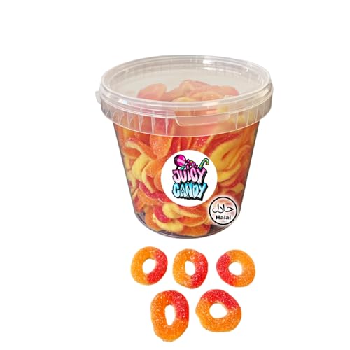 Halal Süßigkeiten Box 1 kg Fruchtgummi Pfirsichringe | Halal Fruchtgummis | Halal Süßigkeiten | Halal Süßigkeiten Box von Juicy Candy