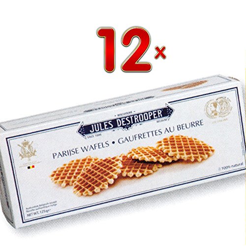 Jules Destrooper Parijse Wafels 12 x 125g Packung (Butterwaffeln mit Vanillearoma) von Jules Destrooper