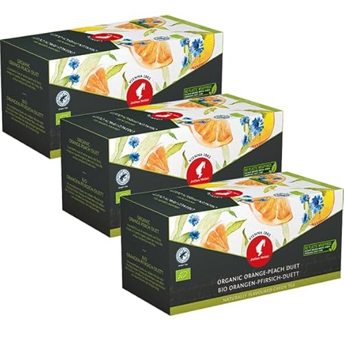 Julius Meinl Bio Grüntee Orangen-Pfirsich-Duett - 20 Pyramidenbeutel | Erfrischender Bio-Grüntee mit fruchtigen Noten von Orange und Pfirsich | 100% biologisch und aromatisch | 3er Pack von Julius Meinl