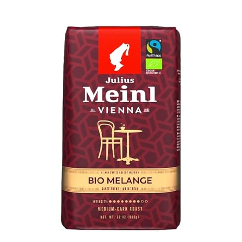 Julius Meinl Vienna Bio Melange - 900g ganze Bohnen | Premium Bio-Kaffeemischung | Wiener Melange | Aromatischer Kaffee aus 100% Arabica-Bohnen | Nachhaltig und Fair Trade zertifiziert von Julius Meinl