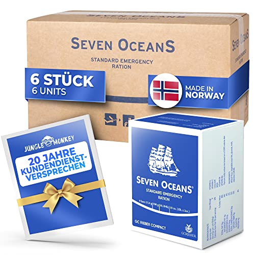 SEVEN OCEANS - DAS ORIGINAL - Notfallnahrung [6x500g] + extra Vitamine I Extrem lang haltbarer Notvorrat [3kg] zur Krisenvorsorge I Energiereiche Outdoor Notration I Prepper Notnahrung von Jungle Monkey