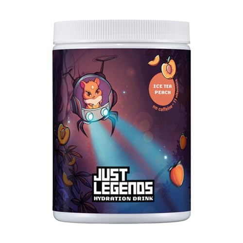 Just Legends Hydration Drink | Gaming Energy Drink | auf Pulverbasis | ohne Koffein | ohne Zucker | mit Vitaminen | wenig Kalorien | vegan | 40 Portionen (320 g, Ice Tea Peach) von Just Legends