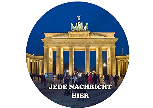 Brandenburg Gate DEUTSCHLAND, 8-Zoll-runder Zuckerglasurdeckel Jede Nachricht personalisierter Name von Just Party Supplies