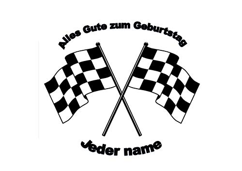 Formel 1, die Zielflaggen personalisierter Name 8-Zoll-runder Zuckerguss-Deckel Formula 1, the checkered flags Personalized Name 8 Inch Round Frosting Topper von Just Party Supplies