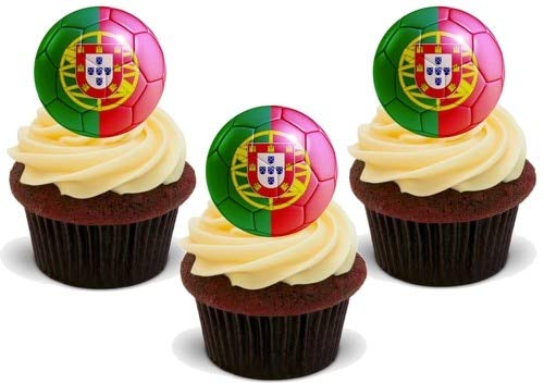 Fußball Portugal - 12 essbare hochwertige stehende Waffeln Karte Kuchen Toppers Dekorationen, Football Portugal - 12 Edible Stand Up Premium Wafer Card Cake Toppers Decorations von Just Party Supplies