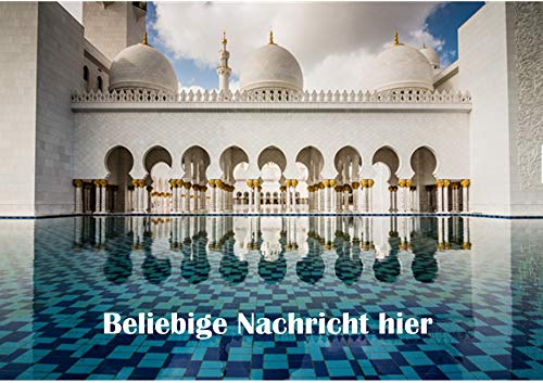 JPSG - Abu Dhabis, Sheikh Zayed Mosque UAE Feiertags-Geburtstagsfeier A4 personalisierter Namen Alter Geburtstag EASY PEEL essbarer Zuckerguss Kuchen Topper von Just Party Supplies