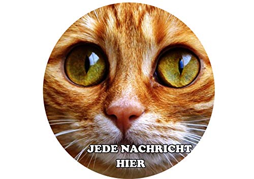 Katzengesicht, Nahaufnahme, grüne Augen 8-Zoll-runder Zuckerglasurdeckel Geburtstags Jede Nachricht personalisierter von Just Party Supplies