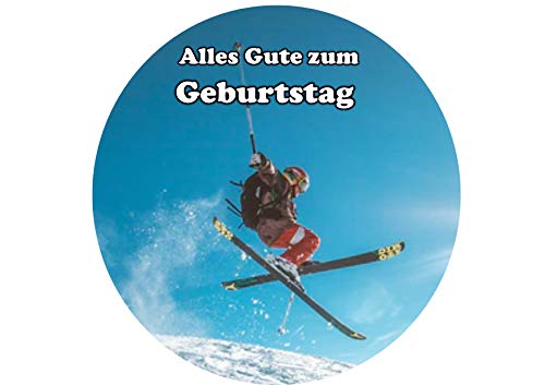 Skifahrer, Skispringen, Slalom, Urlaub Geburtstag 8-Zoll-runder Zuckerglasurdeckel von Just Party Supplies