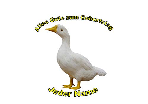 Weißer Gans-Vieh-personalisierter Name 8-Zoll-runder Zuckerglasurdeckel White Goose Farm Animal Personalised Name 8 inch round icing topper von Just Party Supplies