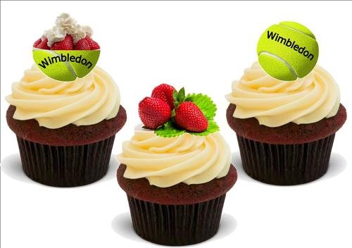 Wimbledon-Mischung B – 12 essbare hochwertige stehende Waffeln Karte Kuchen Toppers Dekorationen, Wimbledon Mix B - 12 Edible Stand Up Premium Wafer Card Cake Toppers Decorations von Just Party Supplies