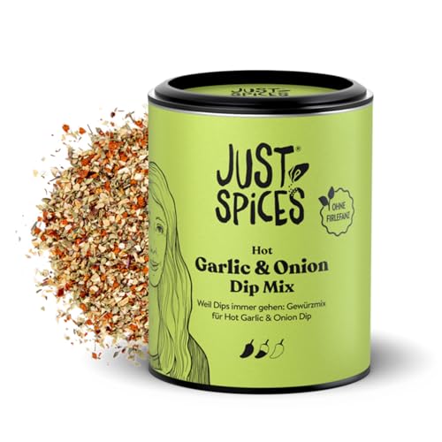 Just Spices Hot Garlic & Onion Dip Mix I Eigenen Dip in Sekunden zu Hause anrühren I Gewürzdose, 72 g von Just Spices