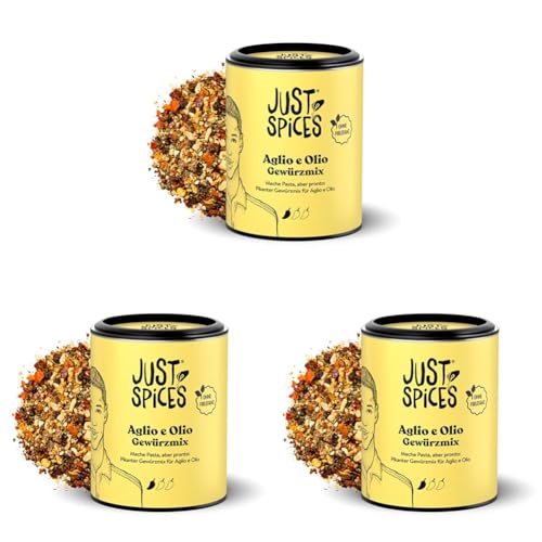 Just Spices Aglio e Olio Gewürzmix I Koche leckere Pasta Aglio e Olio in nur 10 Minuten I Gewürzdose, 50 g (Packung mit 3) von Just Spices