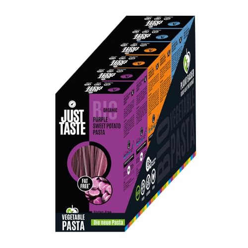 JUST TASTE - Die Famosen BIO Süßkartoffel Pasta Sorten - 6er Pack á 250g (2x Kurkuma Süßkartoffel, 2x Lila Süßkartoffel, 2 Weisse Süßkartoffel)) von Just Taste Be different