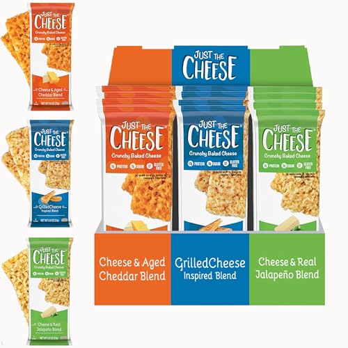 Just The Cheese Bars, Crunchy Baked Low Carb Snack Bars. 100% Naturkäse. High Protein und glutenfrei, Variety Box (12 Two-Bar Packs) von Just The Cheese