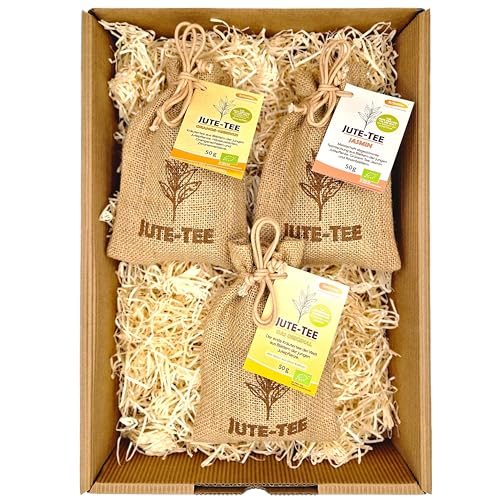 Bio Teegeschenk für Sie | Besondere Geschenkidee | Jute-Tee Geschenkset mit 3 Sorten im Jutesäckchen von Jutevital