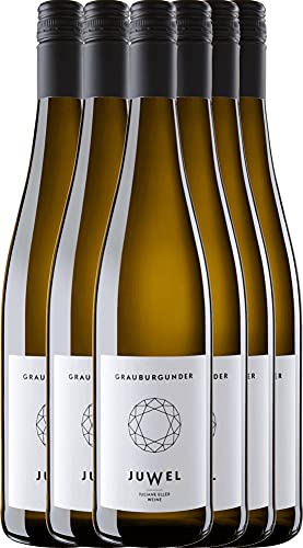 VINELLO 6er Weinpaket Weißwein - Grauburgunder trocken 2020 - Juwel Weine mit VINELLO.weinausgießer | trockener Weißwein | Juwel Weine aus Rheinhessen | 6 x 0,75 Liter von Juwel Weine - Juliane Eller