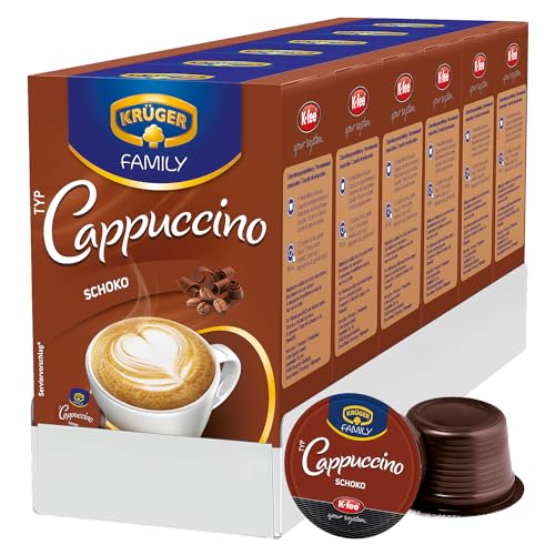 KRÜGER Cappuccino Schoko Kaffeekapseln, aromatisiertes Instantkaffee, kompatibel mit K-fee Kapselmaschinen und Tchibo Cafissimo*, 6er Pack (6x 16 Kapseln) von K-FEE