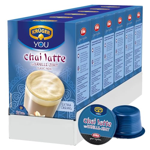 KRÜGER chai latte Vanille-Zimt Kapseln, Milchtee, kompatibel mit K-fee Kapselmaschinen und Tchibo Cafissimo*, 6er Pack (6x 16 Kapseln) von K-FEE
