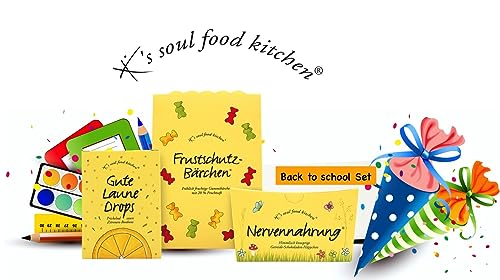 Nervennahrung Geschenk Set | Frustschutz Bärchen, Gute Laune Drops & Nervennahrung im Vorteilsset | Schultüten Füllung Süßigkeiten | Nervenfutter Antistress Schokolade für Lehrer und Schüler von K's soul food kitchen