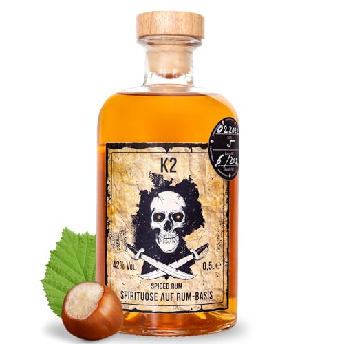 K2 Exquisiter Haselnuss Spiced Rum - 0,5L, 42% Vol - Deutsche Handwerkskunst trifft auf karibisches Flair (Spiced Rum) von K2 SPIRITUOSEN