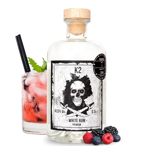K2 Exquisiter Rum - 0,5L, 41,5% Vol - Deutsche Handwerkskunst trifft auf karibischen Flair - Kristallklar & Vielseitig (White Rum) von K2 SPIRITUOSEN