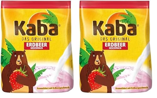 Kaba Erdbeer 400g Beutel Trinkpulver, das Original Erdbeermilch-Pulver zum Anrühren in kalter und warmer Milch (Packung mit 2) von KABA