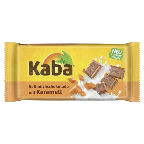 Kaba Milchschokolade Karamell Tafelschokolade, 90 g Tafel, zartschmeldene Vollmilch-Schokolade mit knusprigen Karamell-Stücken und original Kaba-Geschmack von KABA