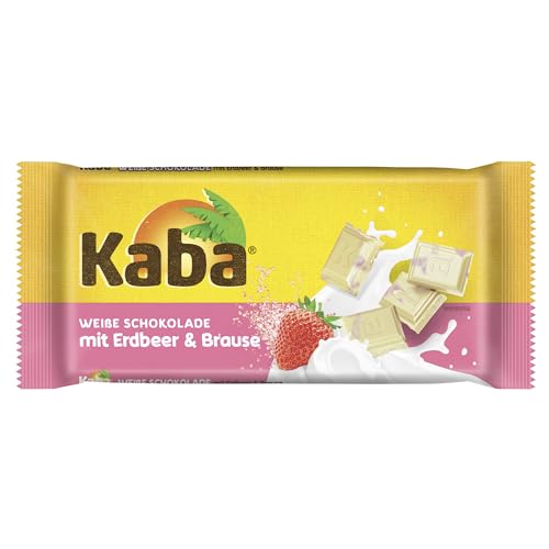 Kaba Weiße Schokolade mit Erdbeer & Brause, Tafelschokolade, 85 g Tafel, Weiße Schokolade mit fruchtiger Erdbeere & prickelnder Brause mit original Kaba-Geschmack von KABA