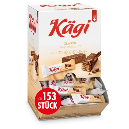 KÄGI FRET CLASSIC I Feinste Schweizer Schokowaffel I Snackbox mit knusprigen Waffeln umhüllt von hausgemachter Milch-Schokolade I Die leichte Schweizer Schokoladen-Spezialität I 1kg von KÄGI