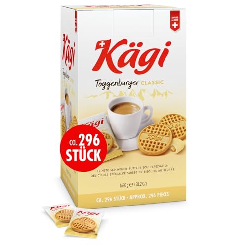 KÄGI Toggenburger Butterbiscuit Classic I Butter Kekse Großpackung I ca.296 Stück Butterkekse nach Hausrezept I Köstliches Kaffeegebäck 1650g I Frischbutter Plätzchen für Office/Veranstaltungen von KÄGI